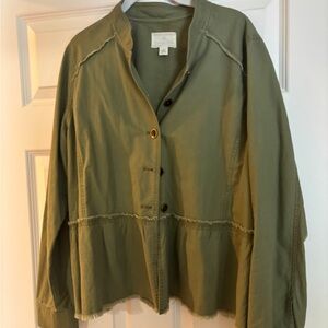 Caslon L Green Peplum Jacket